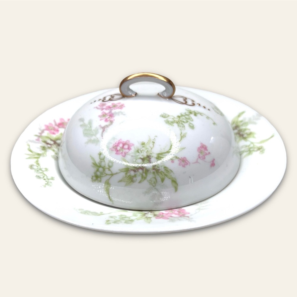 LIMOGES Old Abbey Covered Butter Dish